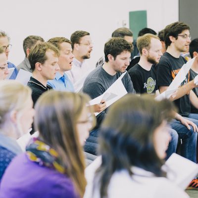 Der Hochschulchor IntoNation bei den Proben.