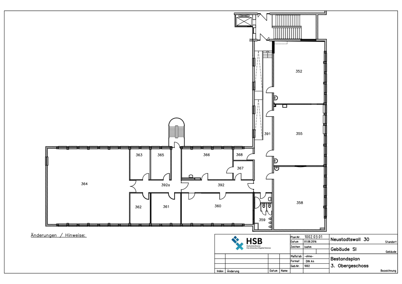 Campus Neustadtswall - Lageplan - SI-Gebäude - 3. OG