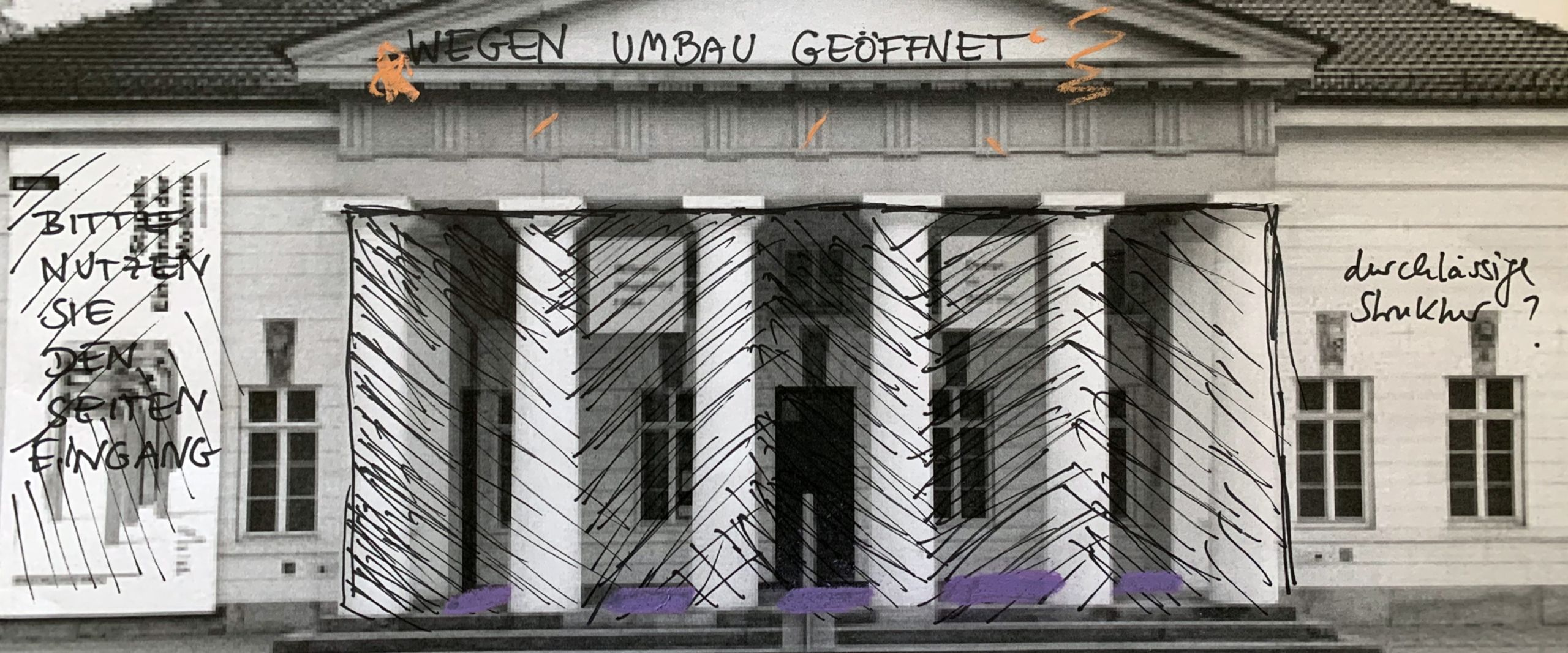 AfA-bzb-Claire_Waffel-Wegen_Umbau_geöffnet-Konzeptskizze-Ausgangsfoto Jens Weyers-2022