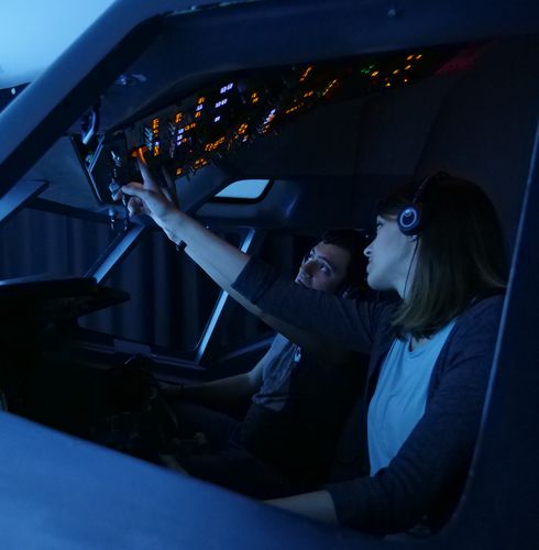 Flugsimulator Außenansicht des Cockpits