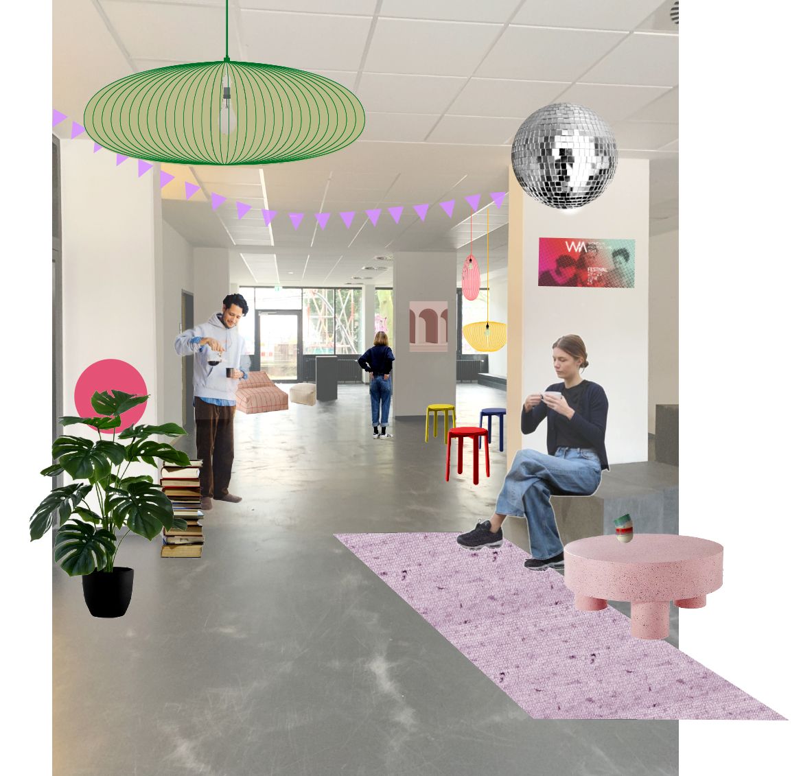 Das Bild zeigt ein Moodpicture des HSB Festival Cafés. Copyright: Maja Rohloff, Studentin an der School of Architecture Bremen der HSB 