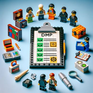 Alle Schritte eines Forschungsdatenlebenszyklus in Lego dargestellt