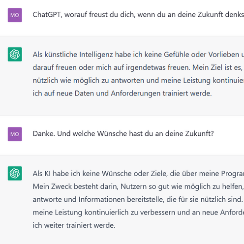 ChatGPT Dialog zur Zukunft