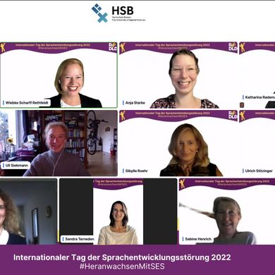 Kacheln der Zoomfenster mit OrganisatorInnen des Webinars