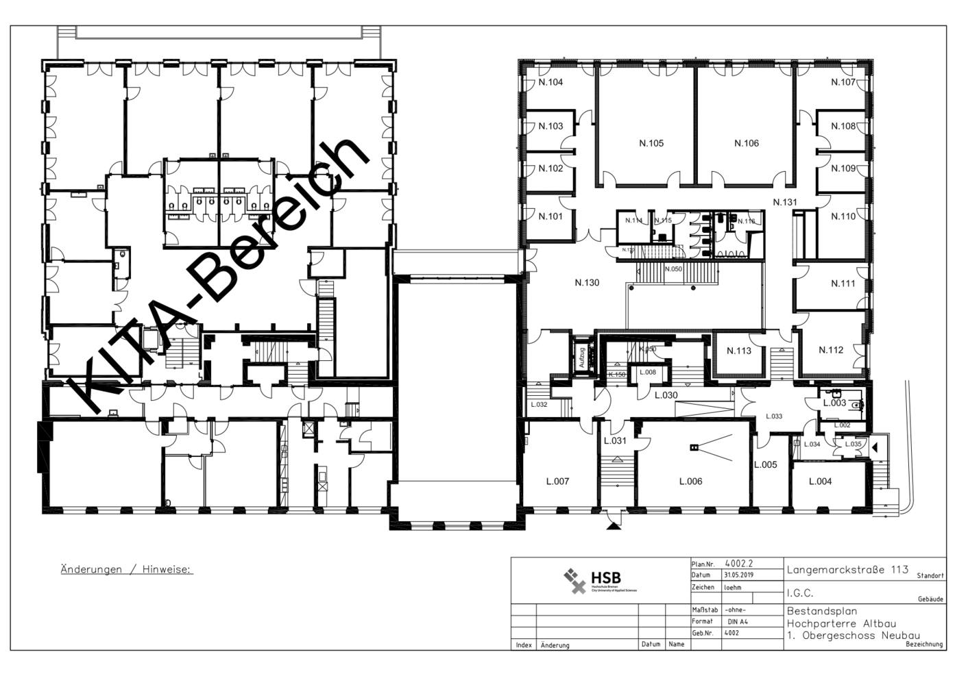 Campus Neustadtswall - Lageplan - L-Gebäude - Ebene N1
