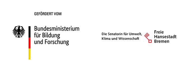 Logo BMBF und Senatorin für Umwelt, Klima und Wissenschaft der Freien Hansestadt Bremen Auf dem Bild ist das Logo des Bundesministeriums für Bildung und Forschung sowie das Logo der Senatorin für Umwelt, Klima und Wissenschaft der Freien Hansestadt Bremen zu sehen
