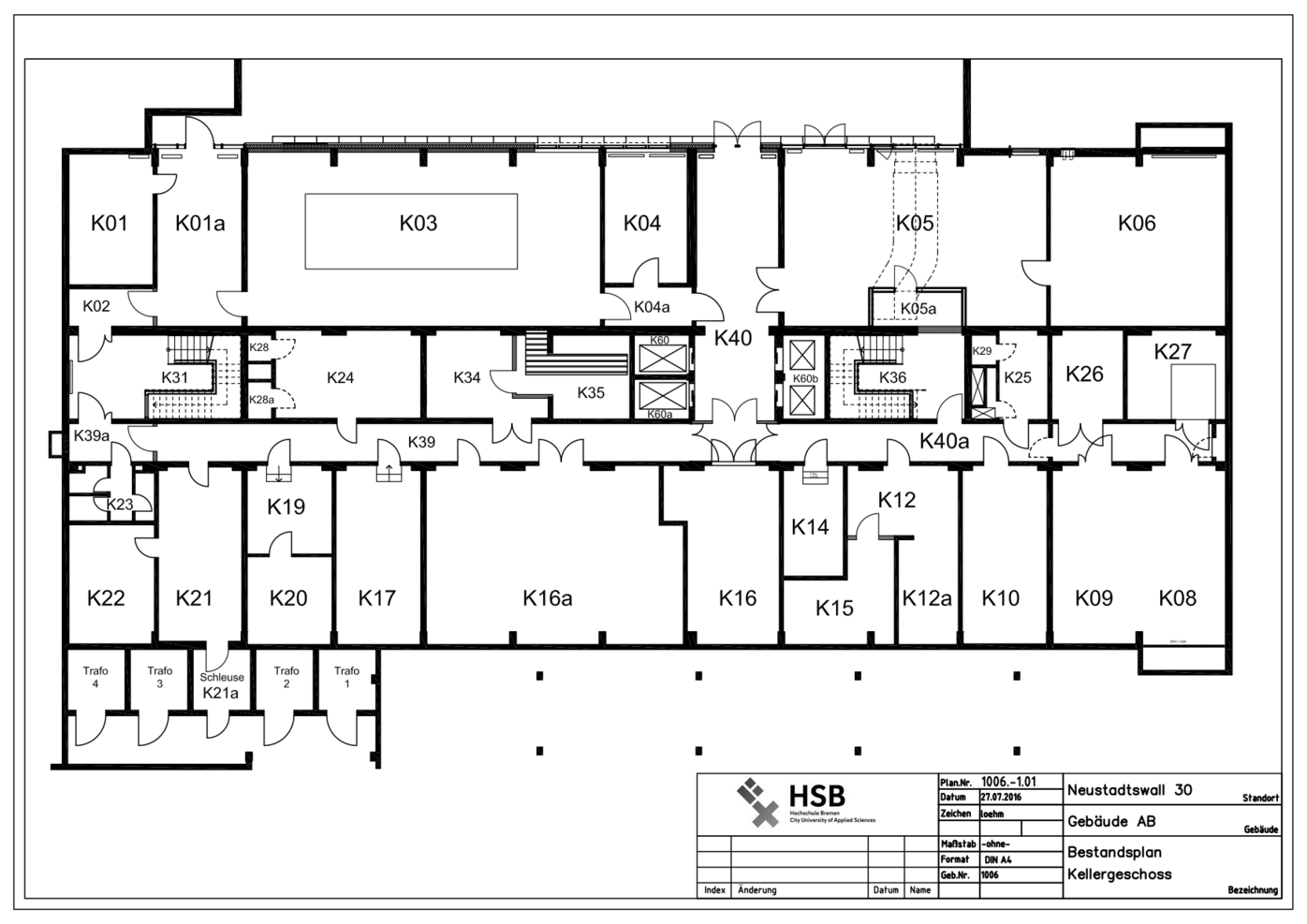Campus Neustadtswall - Lageplan - AB-Gebäude - Kellergeschoss