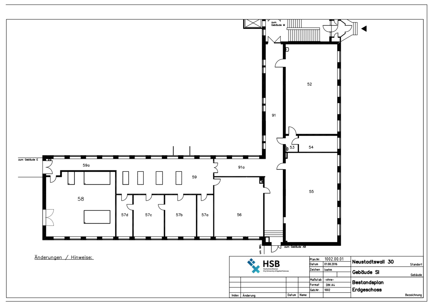 Campus Neustadtswall - Lageplan - SI-Gebäude - Erdgeschoss