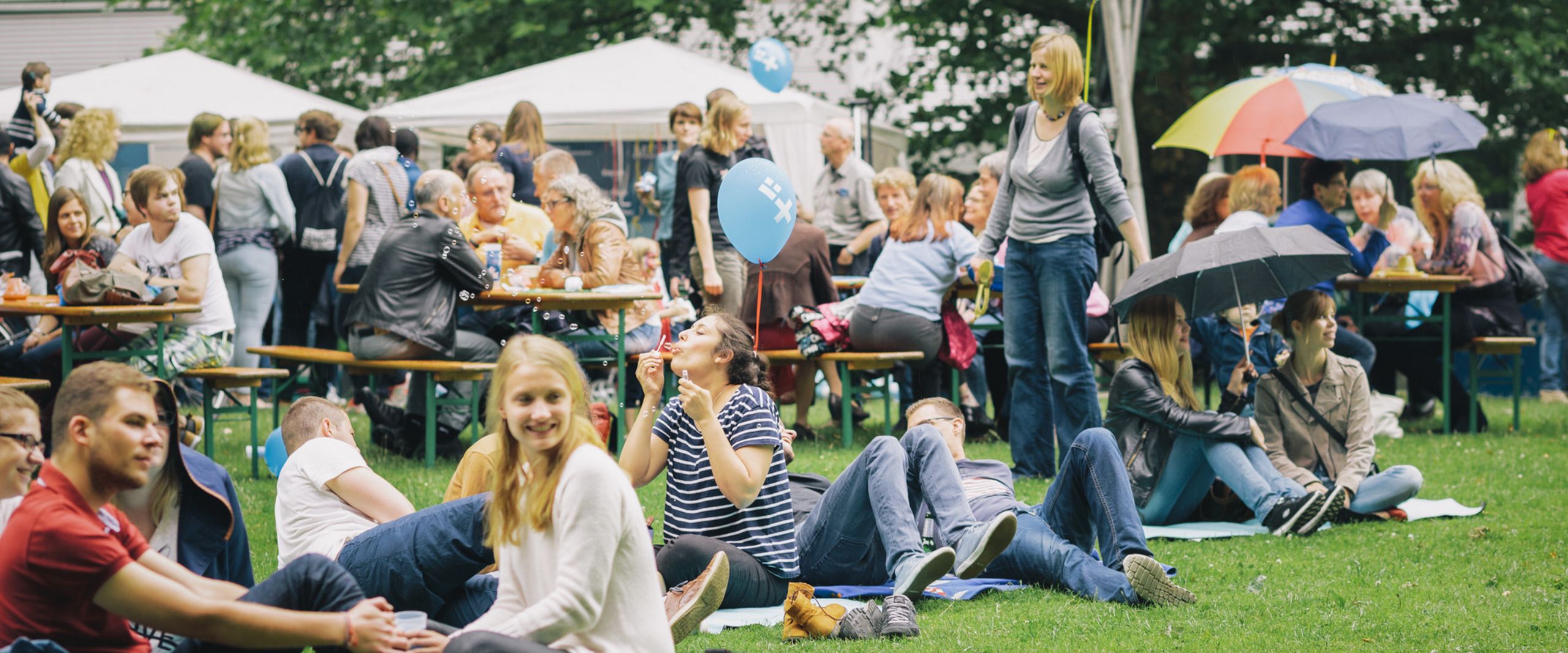 Wiese voller Besucher:innen beim HSB Sommerfest.