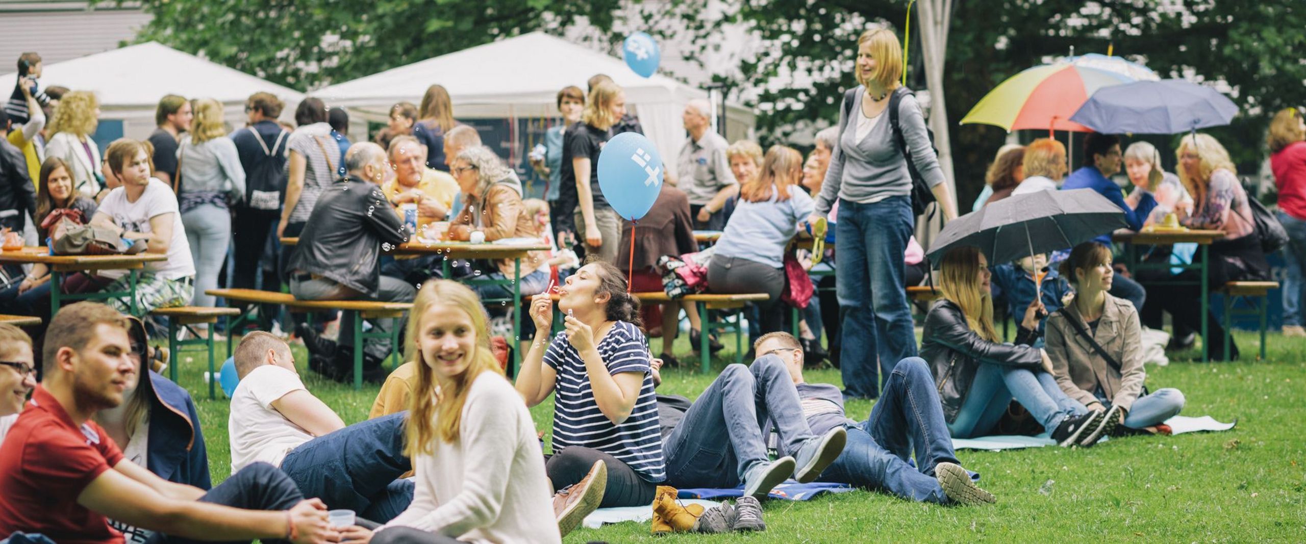 Wiese voller Besucher:innen beim HSB Sommerfest.