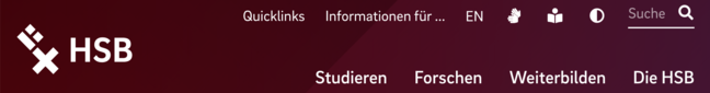 Screenshot Globaler Header HSB-Website Screenshot vom globalen Header der HSB-Website