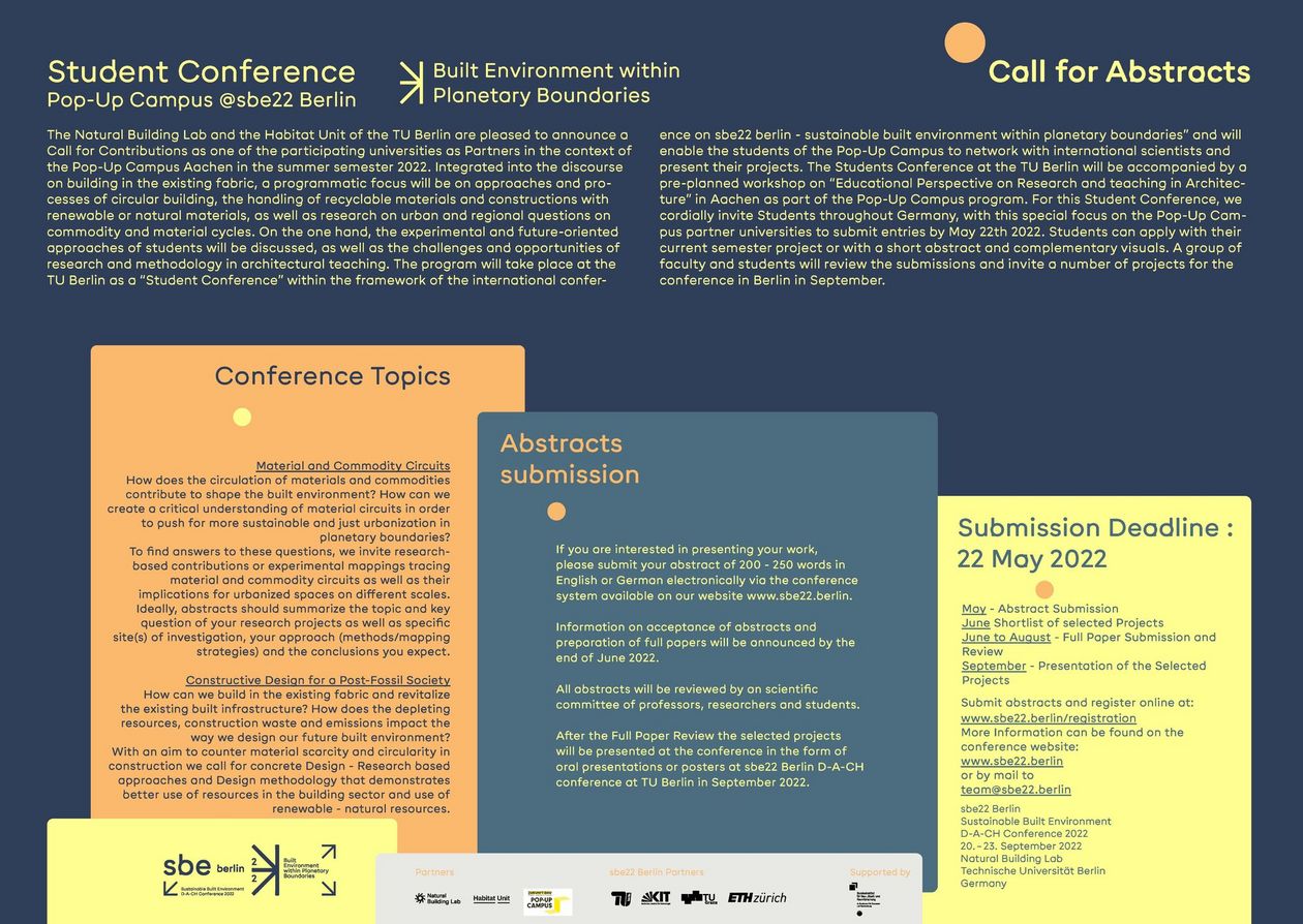 Call for Abstracts sbe22.berlin Call for Abstracts sbe22.berlin