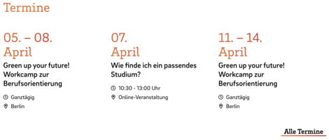 Screenshot Plug-In mit Veranstaltungen der HSB