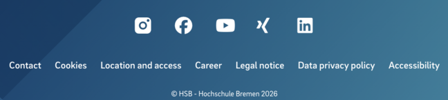 Screenshot of the footer menu of the HSB website Screenshot of the footer menu of the HSB website