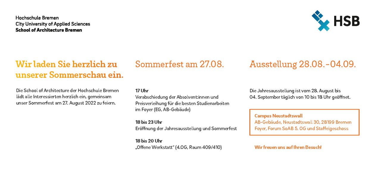 Programm der Einladungskarte der Sommerschau 2022